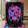 Neon Retro Game Controllers Theme blanket Lightweight Warm Flannel Blanket Decorative Throw Blanket for Home Decoration
