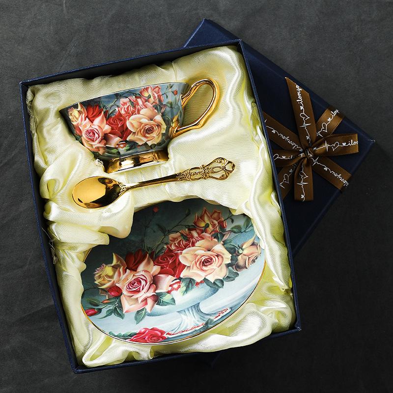 Yan Coffee Cup Chooses Bone China Afternoon Tea Tea Set Ceramic Gift Box Gift Gaoyan Premium Export Cup Saucer