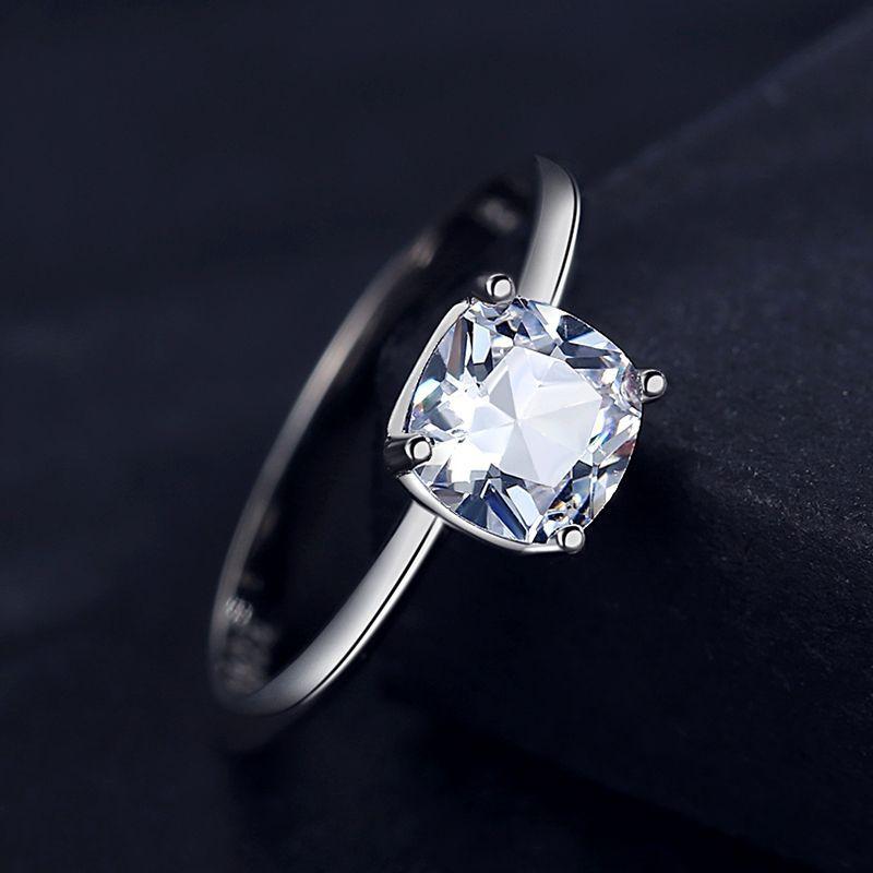 Tancise Classic 925 Sterling Silver  Zircon Ring Ladies Jewelry Wedding Promise Party Gift