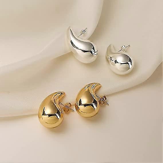 Chunky Gold Hoop Earrings For Women, Lightweight Waterdrop Hollow Open Hoops Earrings Fashion Jewelry For Women Girls