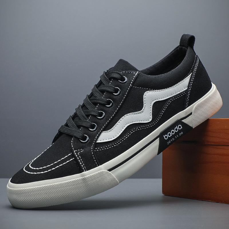 

Fashion Men Canvas Lace Up Shoes Casual Sneakers Fashion Flat Breathable Comfortable New Hot Sales Vulcanized Shoes High Quality BM-020 38 чорний