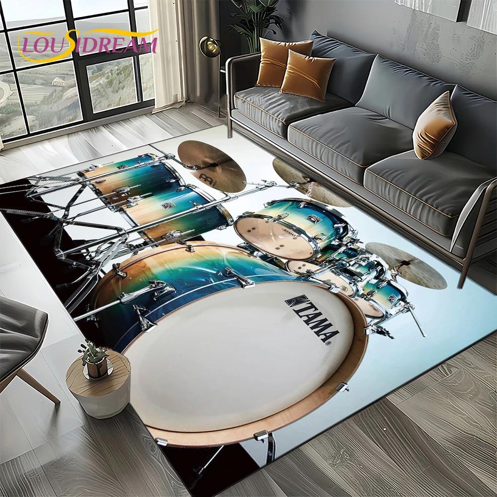 3D Music Instruments Drum Kit Drum Set Carpet Rug for Living Room Bedroom Home Sofa Decoration,Kids Area Rug Non-slip Floor Mat