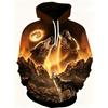 American Men's Autumn Moon Wolf Roar Print Comfortable Soft Hooded Sweatshirt Long Sleeved T-shirt Outdoor City Street Style Top