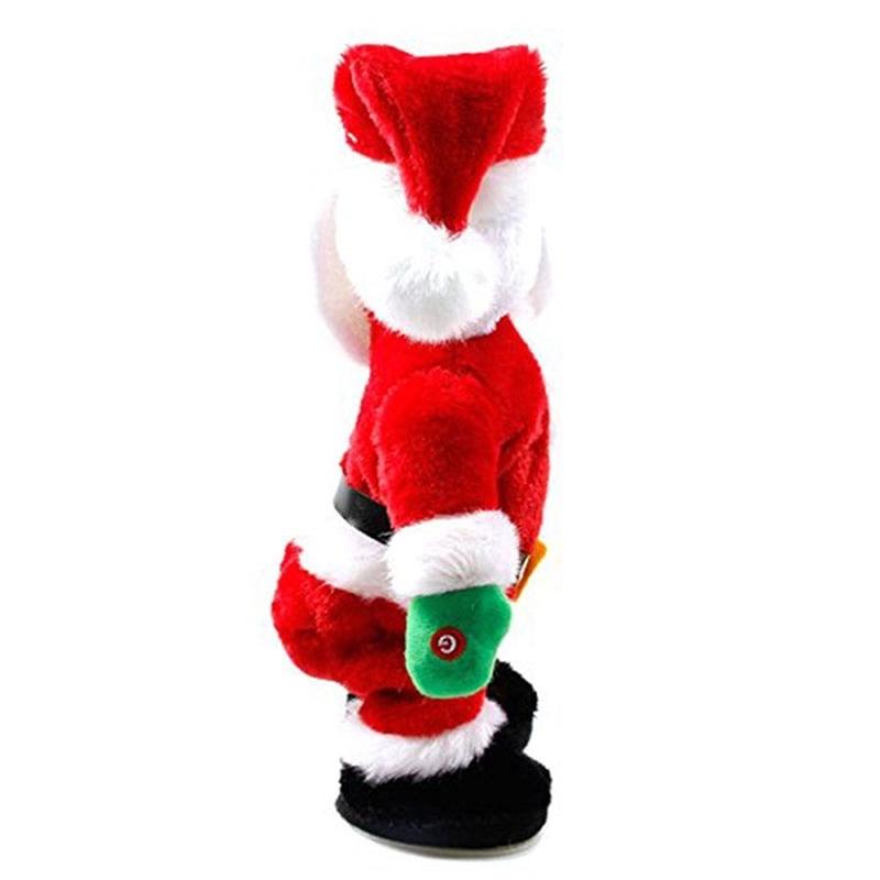 Babbo Natale di Natale con la figura di un fianco contorto che canta giocattoli elettrici per bambini