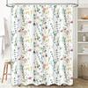 Tenda da Bagno Floreale ad Acquerello: Fiori Eleganti Foglie Decorazione Doccia Rosa Giallo Verde Bianco Sfondo Modello Tessuto Bagno W