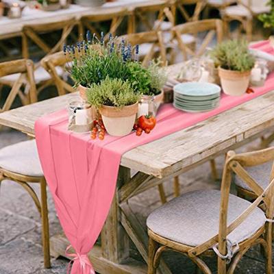 Schlichter romantischer Tischläufer, luxuriöser weicher Chiffon-Stoff, Hochzeitsläufer, Tischdecke, Hochzeit, Party, Bankett, Heimdekoration, Schärpe-Dekoration