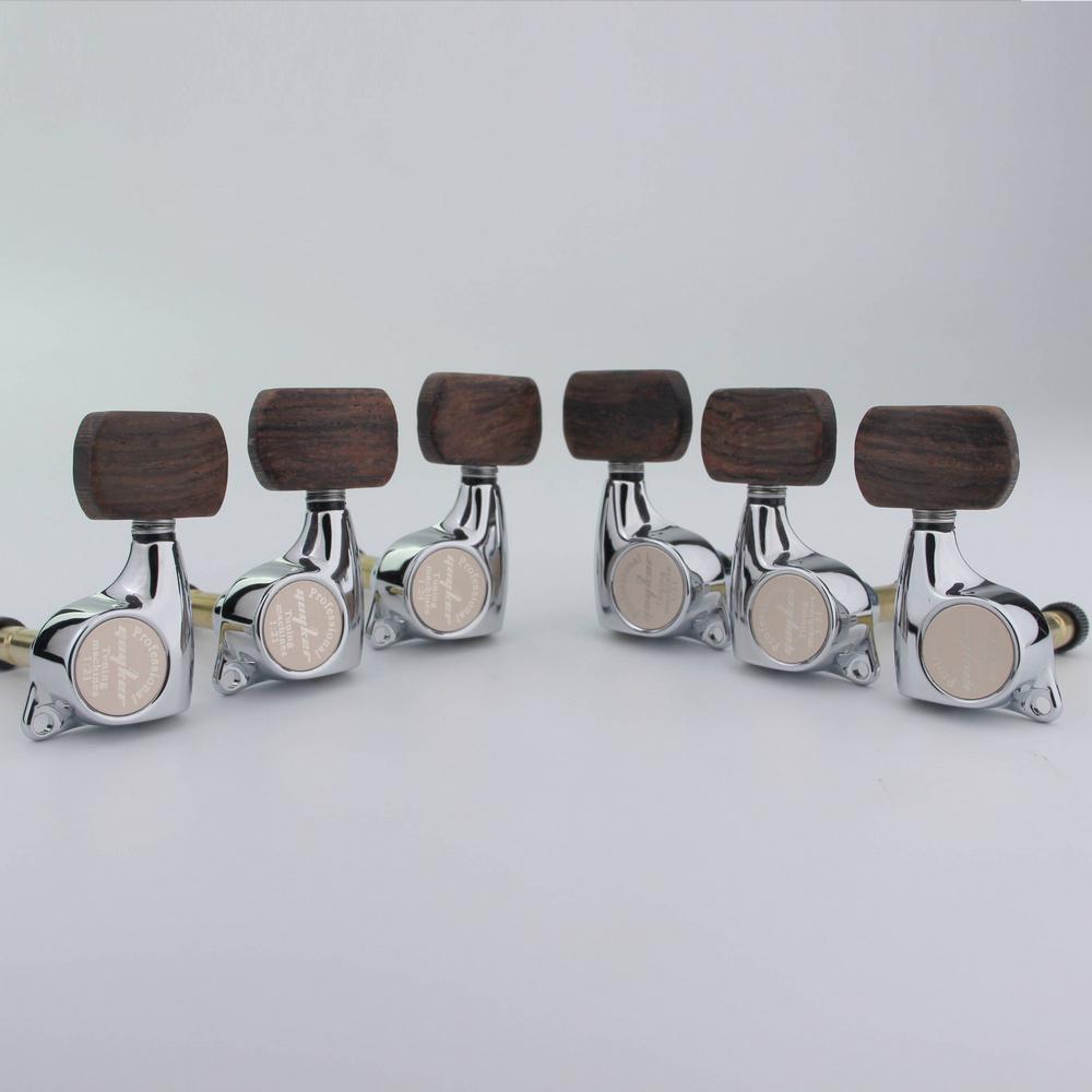Guyker Chrome Guitar Front Locking Tuners Machine Heads 3R3L Gear Ratio 1:21 For Lp Sg Electric Guitars Silver