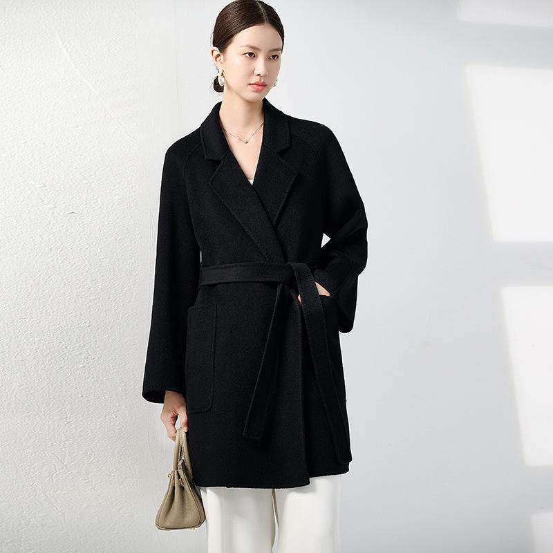 

Женское пальто из двухсторонней шерсти с 10% кашемира - Простое, длиной до одной руки L