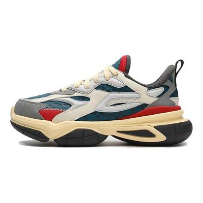 FILA Fabric Synthetic Leather Versatile Comfortable Shock Absorbing Wear Resistant Low Top Dad Shoes Men Sneaker Blue Gray F12M343103FDU