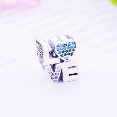 New 925 Sterling Silver Colored Zirconia LOVE Beads Charms DIY Fine Beads Fit Original Pendant Charm Bracelet Bangle Jewelry