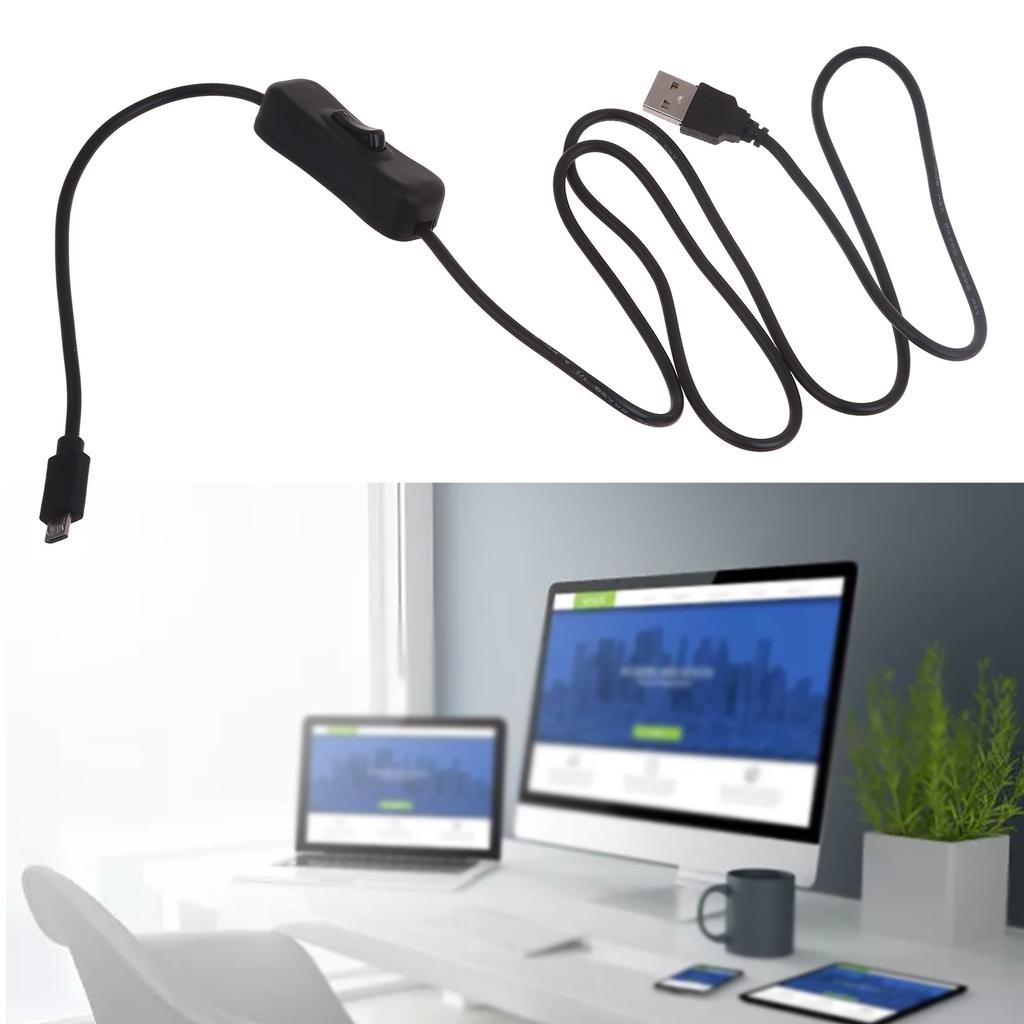 USB To Micro USB Charging Cord with Power Button Control On/Off Suitable for Car Recorder Phone Tablet LED Desk Lamp Fan