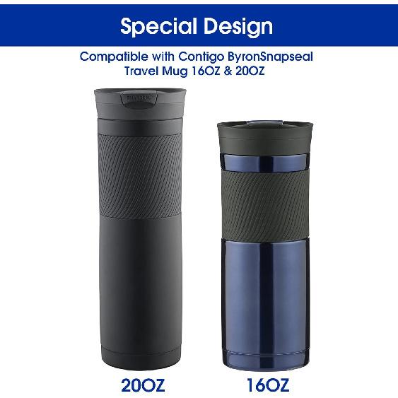 4PCS Replacement Rubber Lid Seals for 16oz & 20oz Contigo Snapseal Byron Travel Mug O Shaped Resealable Lid Gasket Replacement Soft Part Compatible