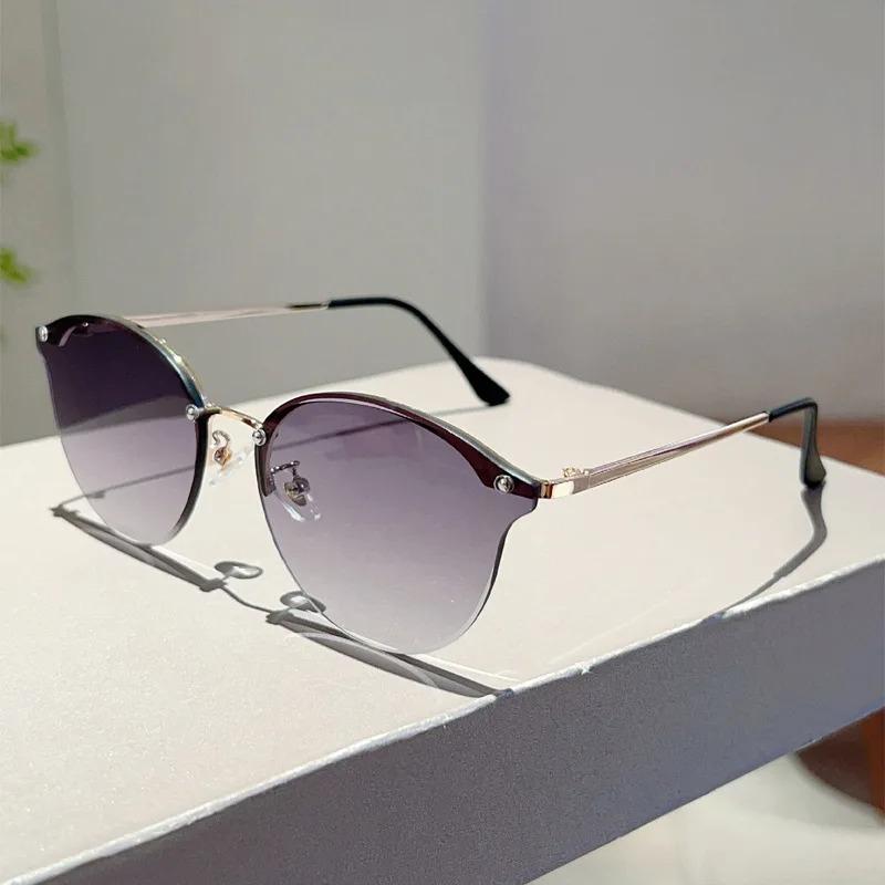 Luxury Designer Brand Half Frame Sunglasses Women For Men Popular Rivet Vintage Sun Glasses Punk Outdoor Driving Metal Eyewear