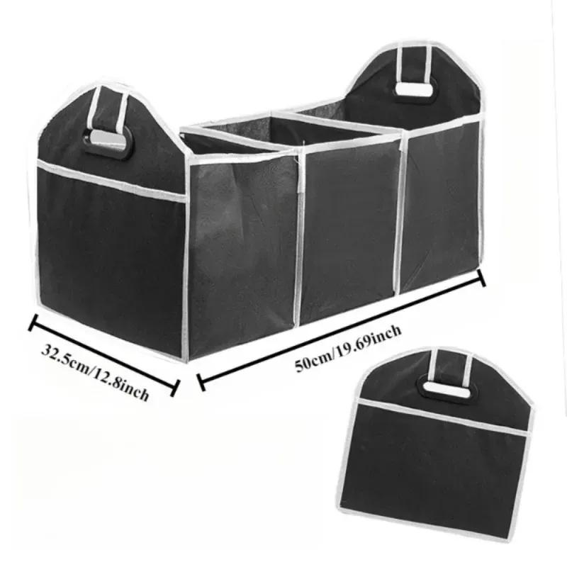 Black Car Trunk Organizer Foldable - Large Capacity Multi-compartments Space-saving Camping Use