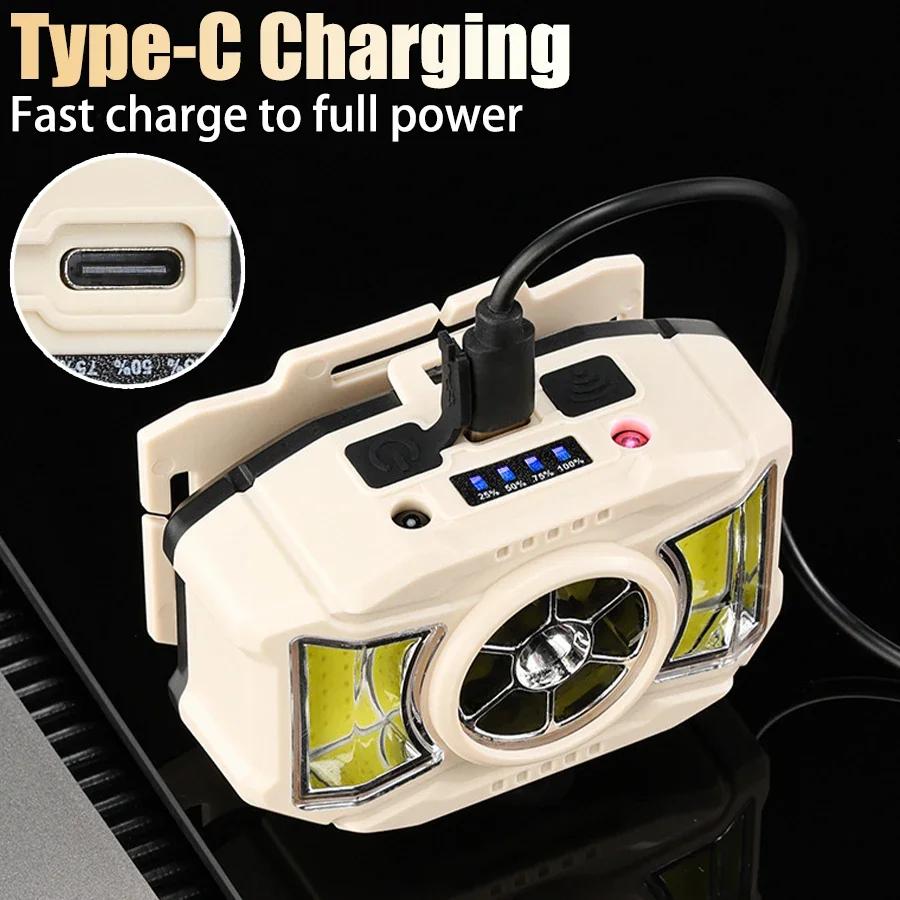 Rechargeable COB Sensor Headlamp 5 Modes LED Head Lights Camping Fishing UV Light Lamp Torch Flashlight Waterproof Headlight