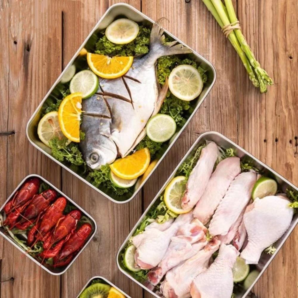 with Lid Square Plate Rectangular Commercial Dish Tray New Food Storage Pan  Kitchen Cooking Tools