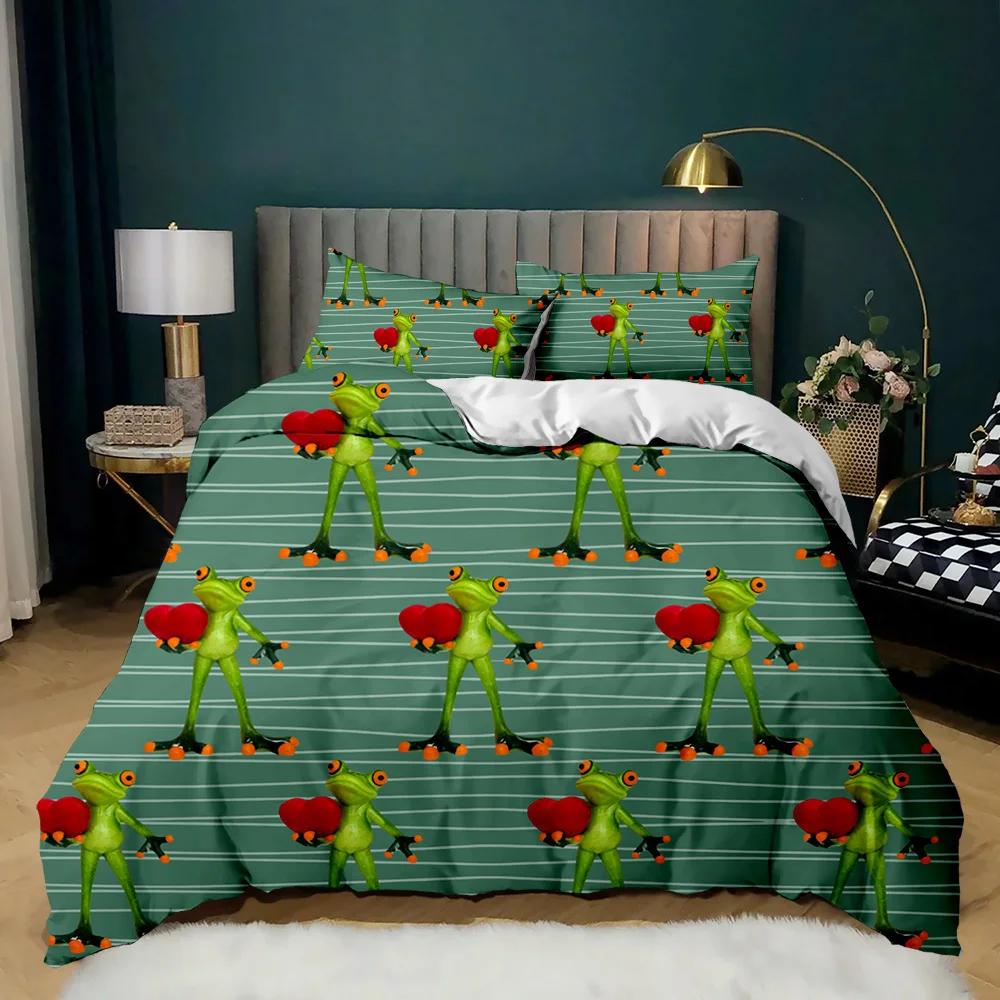 

Frog Bed Cover Package Reptile Wildlife Animal Comforter Cover for Teens Adults Twin Size Full Size Queen Dimension King Dimension Size Polyester 135x200cm 2pcs