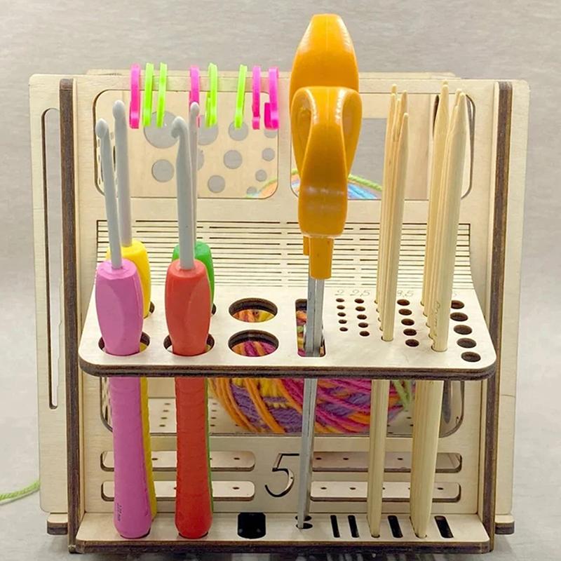 Creative Wooden Yarn Bowl Crochet Organizer Storage Holder Diy Wooden Yarn Dispenser Knitting Bowl For Knitting Crochet Skeins