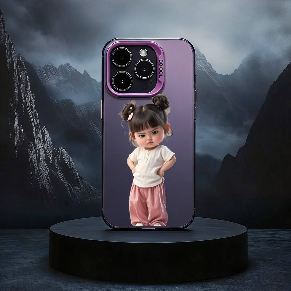 C-Cartoon Cute Baby Girl Black Candy Silver Phone Case Phone Case For iPhone17,16,15,14,13,12,11 Plus,Pro Max
