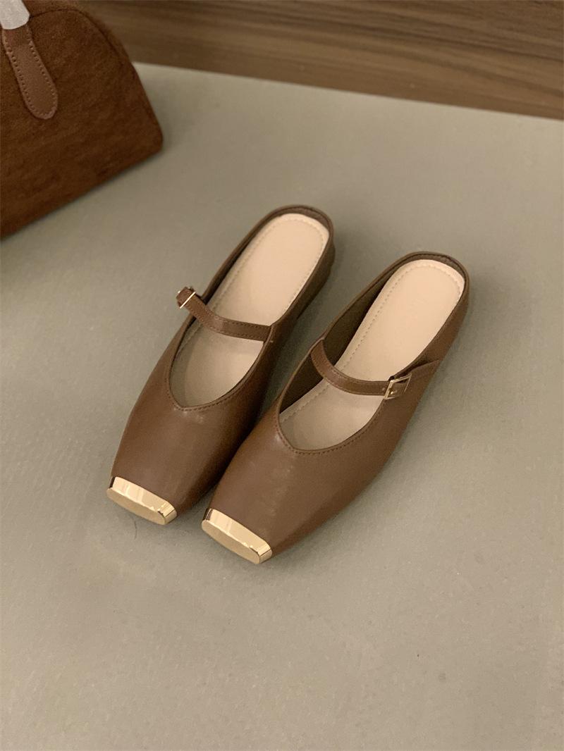 

XINZHOU Xiaoxiangfeng сумка голова полушлепанцы женские для улицы 2025 весна и лето новинка французский темперамент шлепанцы Мюли 39