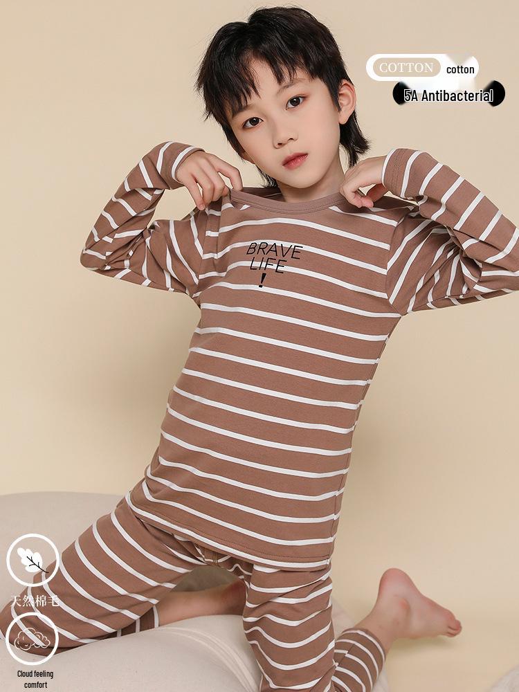 Chłopięcy jesienny zestaw piżamowy Lycra Bawełna - Ciepły sweter i bielizna dla starszych dzieci i nastolatków