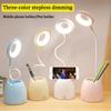 Table Lamp Eye Protection Reading Lamp LED Office Flexo Desk Lamp With Pen Holder USB Rechargeable Touch Stepless Dimming Light