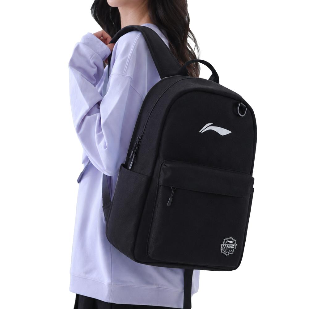 Li-Ning Simple Casual Versatile Water-Resistant Sports Backpack Unisex Backpack Black ABSW641-1