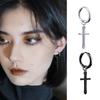 2PC Punk Stainless Steel Small Hoop Earrings for Men and Women Gothic Cross Ear Ring Pop Hip Hop Piercing Ear Studs Zircon