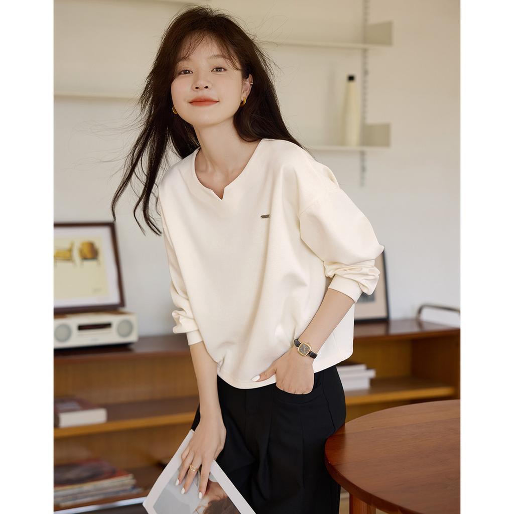 Urban Leisure Loose Small V-neck Waist Slim Short Design Sense Autumn New Sweater