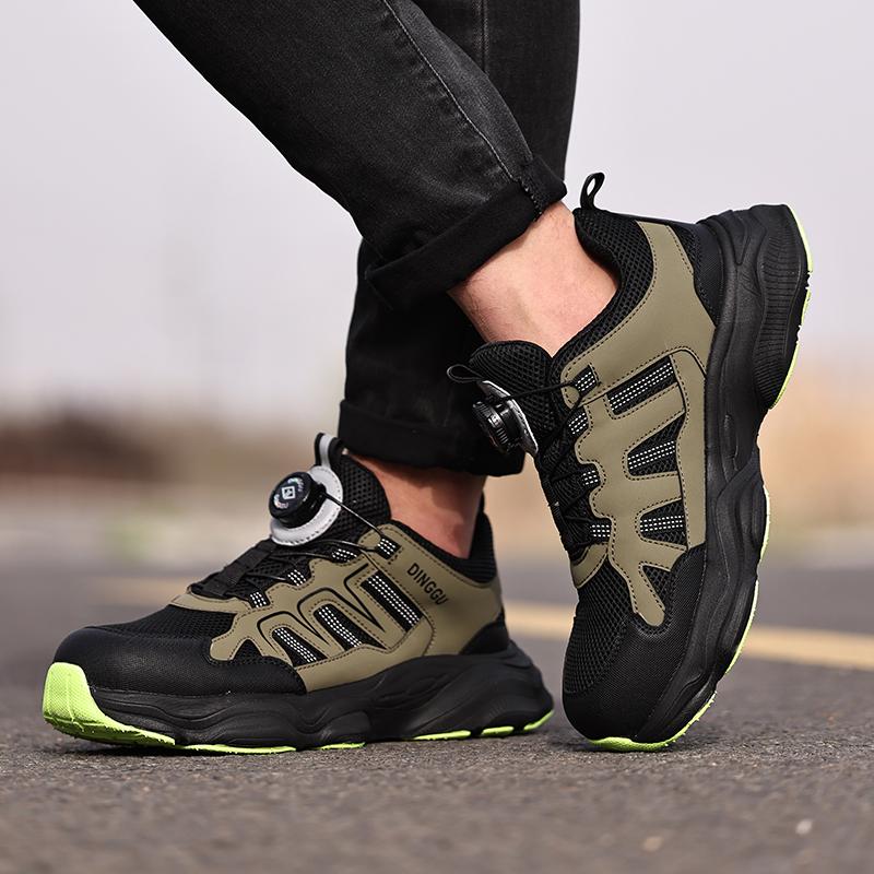 Fashion Rotating Button Safety Shoes Men Steel Toe Sneakers Labor Protection Shoes Breathable Work Shoes Anti Slip Protective Sneakers