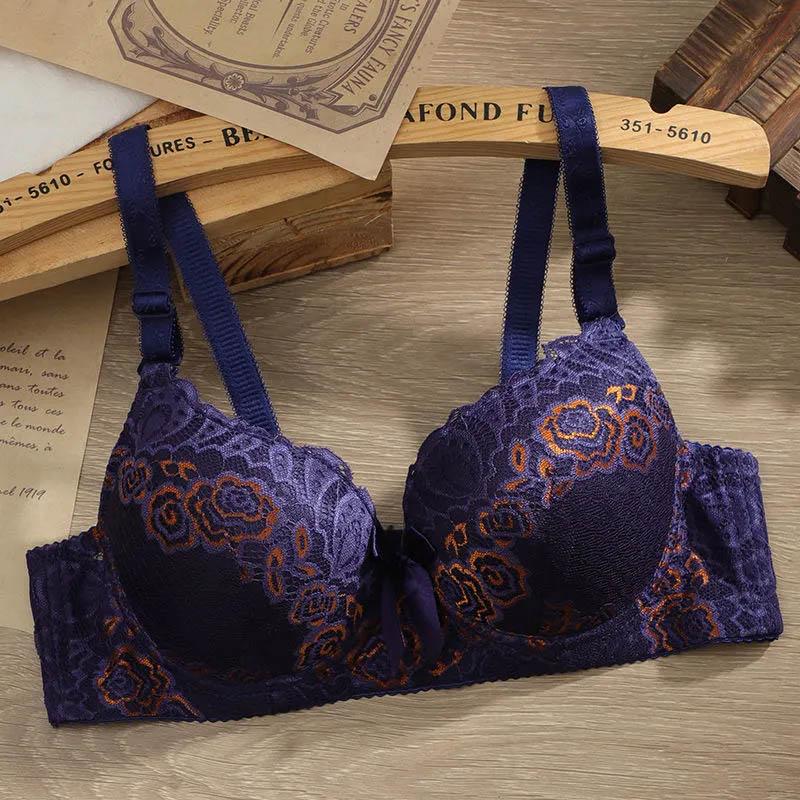 Ladies Lace Sexy Comfortable Push Up Bras with Steel Rings Thin Bras Anti-Sagging Adjustable Push Up Bras