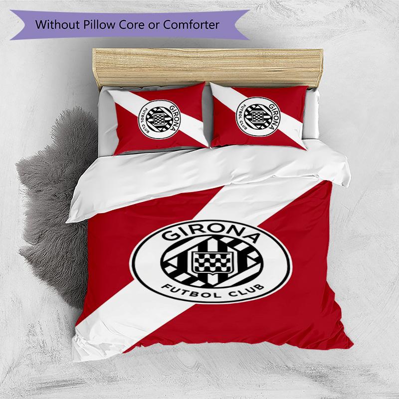 Girona FC Printed 3PCS Bedding Set Breathable Duvet Cover with Pillowcases Decorative Bed Linen for Bedroom Home