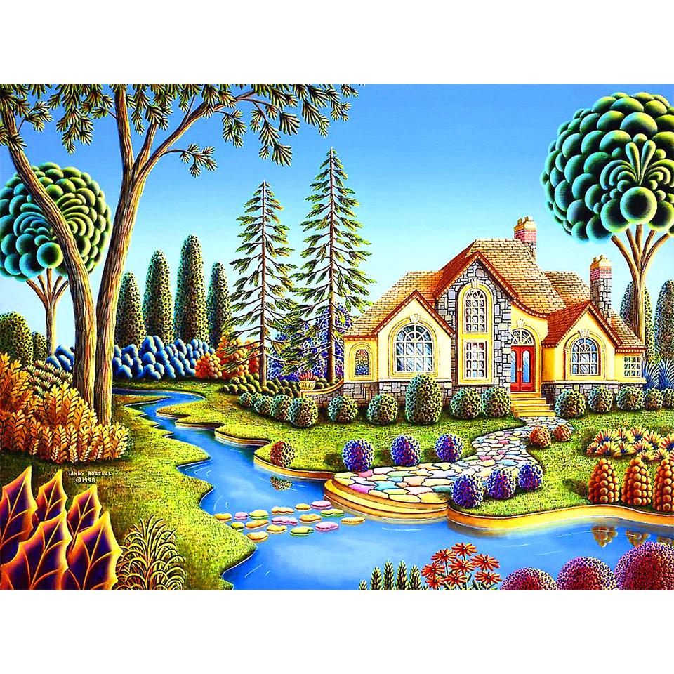 5D DIY Diamond Painting Landscape Scenery Cross Stitch Kit Full Round Rhinestone Embroidery Mosaic Home Decoration Gifts