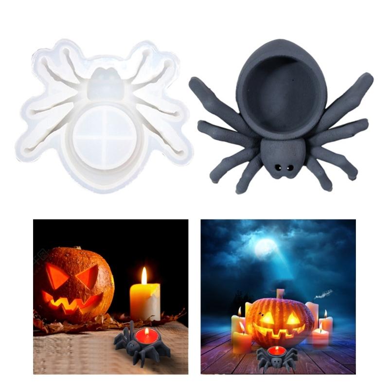 Resin Casting Candle Holder Silicone Mold Big Spiders Mirror Mold Suitable for Epoxy Candle Holder Family Table Decor