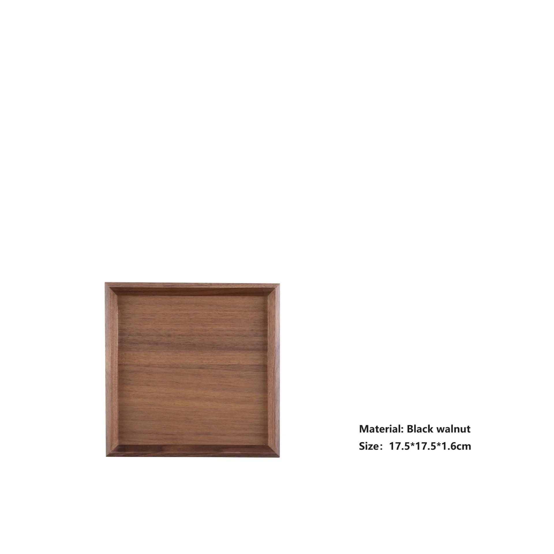 

HeMu Natural Walnut Wooden Rectangular Tray Round Beech Handle Tray Kitchen Bread Fruit Shelving Restaurant Hotel Serving Tray