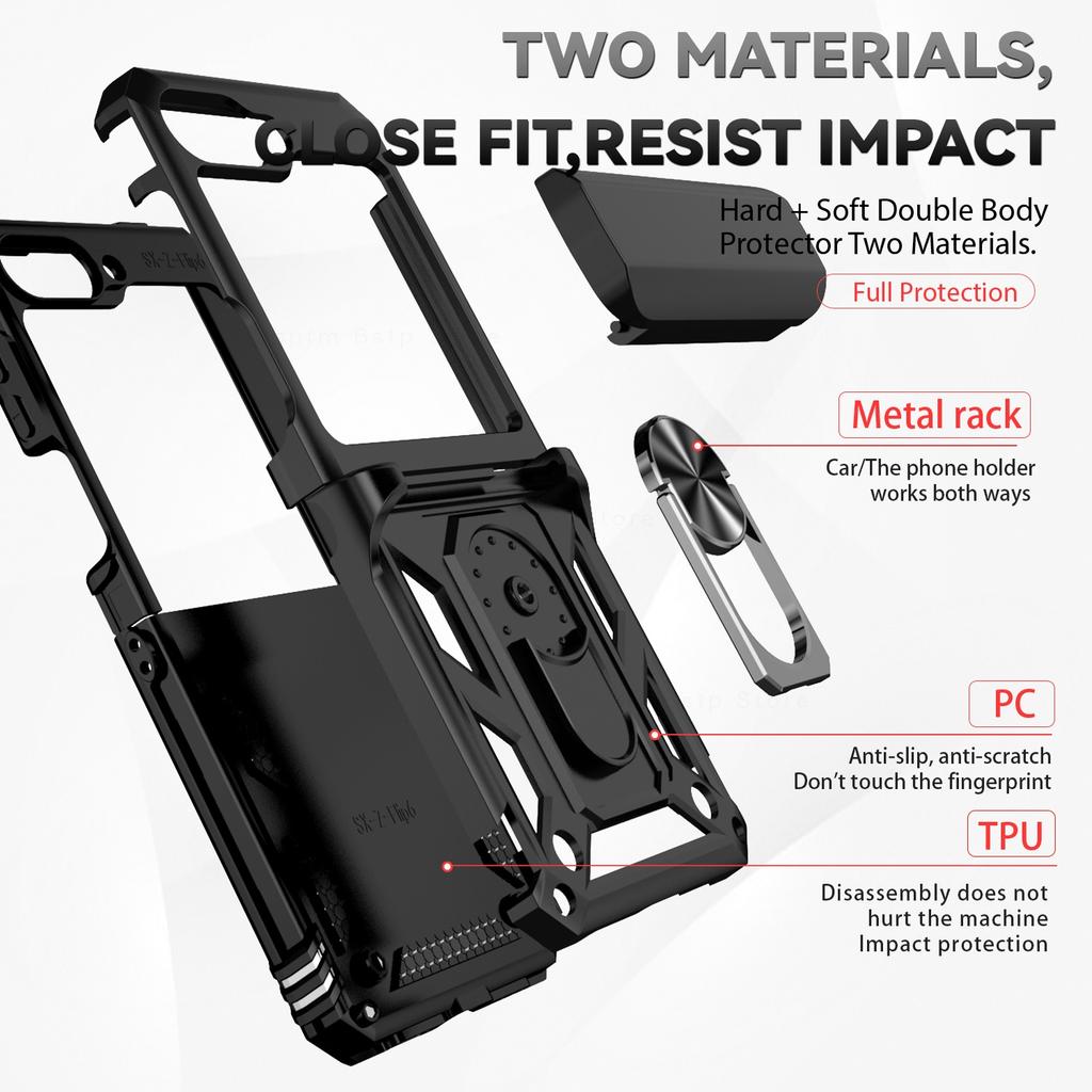 Ring Funda For Samsung Z Flip 6 5 4 5G Case With Stand Holder Cover For Samsung Galaxy Z Flip6 zflip6 Flip5 Flip4 Armor PC Cases