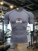 Mens White Compression Short Sleeve T-Shirt Dumbbell S.W.O.A.R Graphic Slim Fit Gym Workout And Running Athletic Top