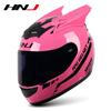 HNJ Unisex Full-Face Summer Motorcycle Helmet with Gray Riding Horns - Stylish and Safe for Racing