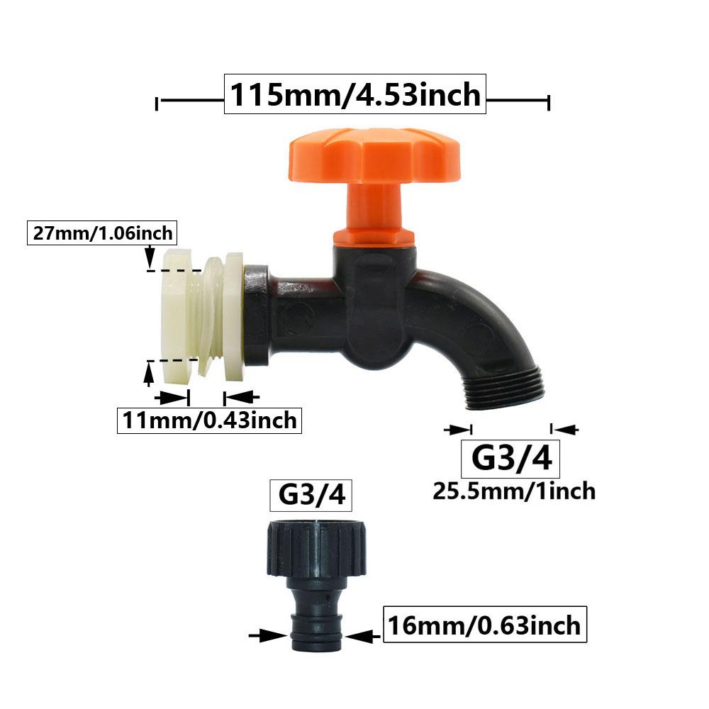 1000L S60 IBC Tank Tap Nipple 3/4" Thread Fitting 16mm Nipple Garden Hose Quick Connector Rainwater Collection Bucke Water Valve