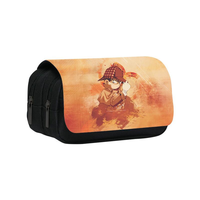 Detective Conan Double Layer Pencil Case Large Capacity Storage Organizer For Students