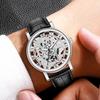 Yousheng Vintage Men Watch Hollow Round Dial Faux Leather Strap Casual Formal Watch Accurate Quartz Wristwatch Fashion Jewelry