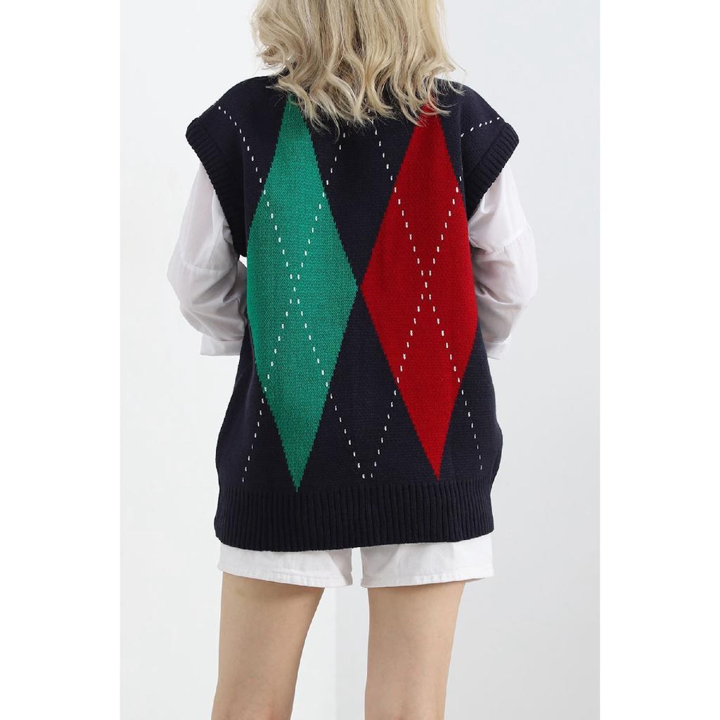 Crew Neck Ethnic Plaid Patterned Comfort Model Oversize Knitwear Sweater Long Sweater Hijab - 18593