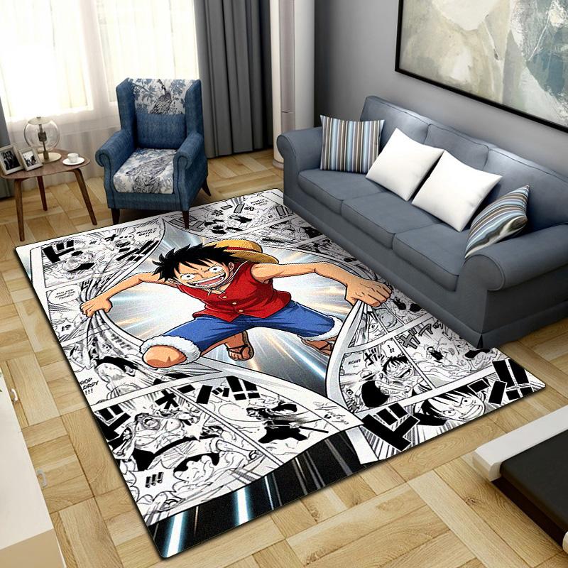 Tappeto con Stampa Pirata di Luffy Anime Tappeto di Grande Area Tappetino Antiscivolo Lavabile Camera da Letto Arredamento Casa LXR146
