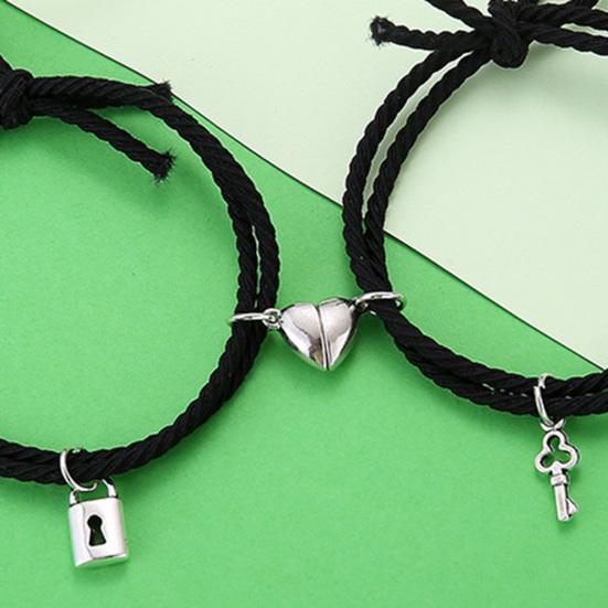 1 Pair Couple Bracelet Heart Magnet Attract Magnetic Decorative All-match Adjustable Jewelry Gift Rubber