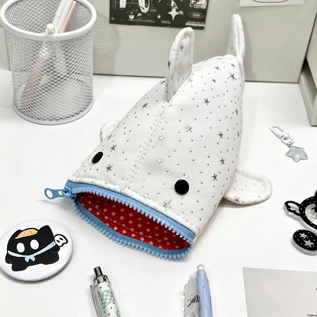Astuccio a Forma di Squalo Stellato in Tela con Design Carino per Bambini e Ragazzi