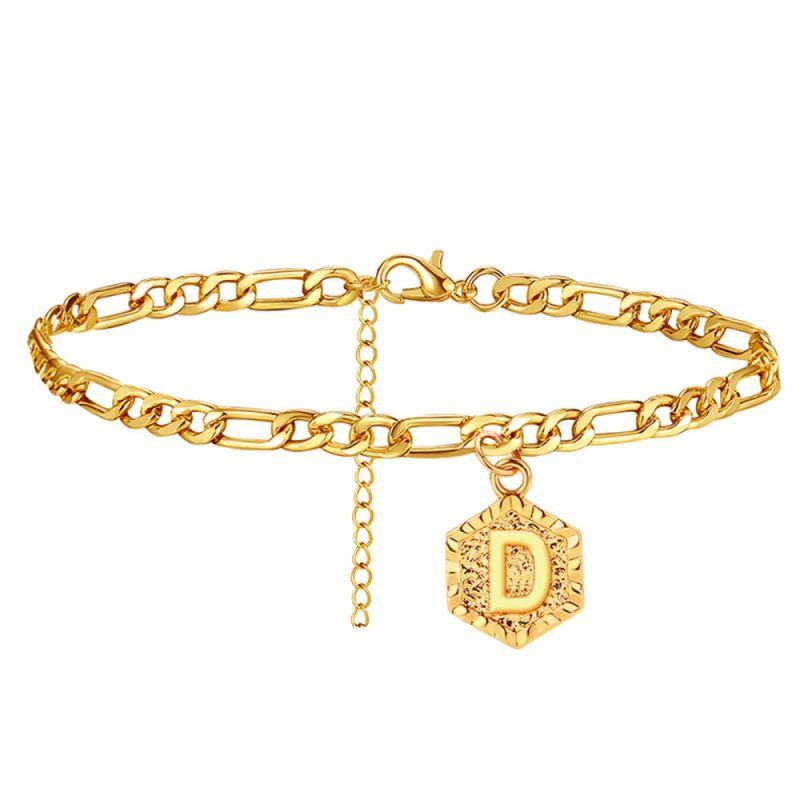 YBcustom Initial Letter Ankle Bracelet Alphabet Anklets for Women Foot Chain Beach Leg Bracelets