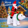 5.9FT LED Light Inflatable Santa Claus Ride Polar Bear Toy Xmas Yard Decor Home Outdoor Party Supplies Ornaments Gift Holiday