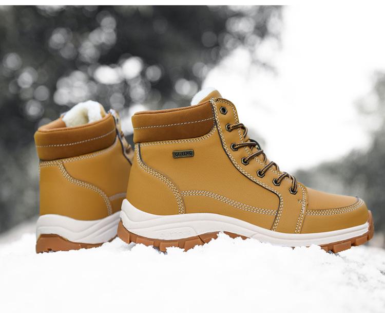 Men's Waterproof Non-Slip High-Top Hiking & Travel Shoes - Versatile, Outdoor, Plus Size, Velvet-Lined.