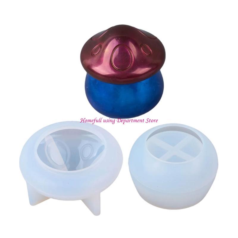 Mushroom House Resin Jar Silicone Molds with Lid Silicone Holder Molds for Jewelry Box Storage Jar Decoration