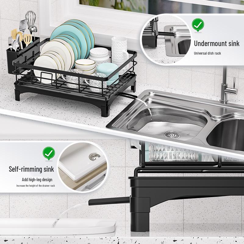 Verbessertes Multifunktionales Küchengeschirrabtropfgestell für Spüle oder Arbeitsplatte